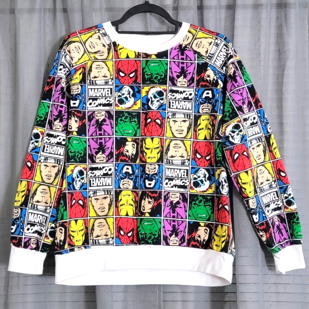 Marvel Colorful Character Collage Sweatshirt Size Large